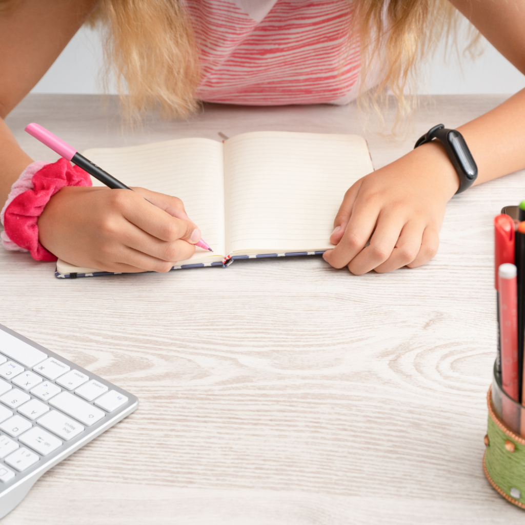 a girl about to write in her notebook