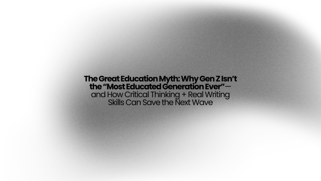 The Great Education Myth: Why Gen Z Isn’t the “Most Educated Generation Ever”—and How Critical Thinking + Real Writing Skills Can Save the Next Wave 1 The Great Education Myth: Why Gen Z Isn’t the “Most Educated Generation Ever”—and How Critical Thinking + Real Writing Skills Can Save the Next Wave